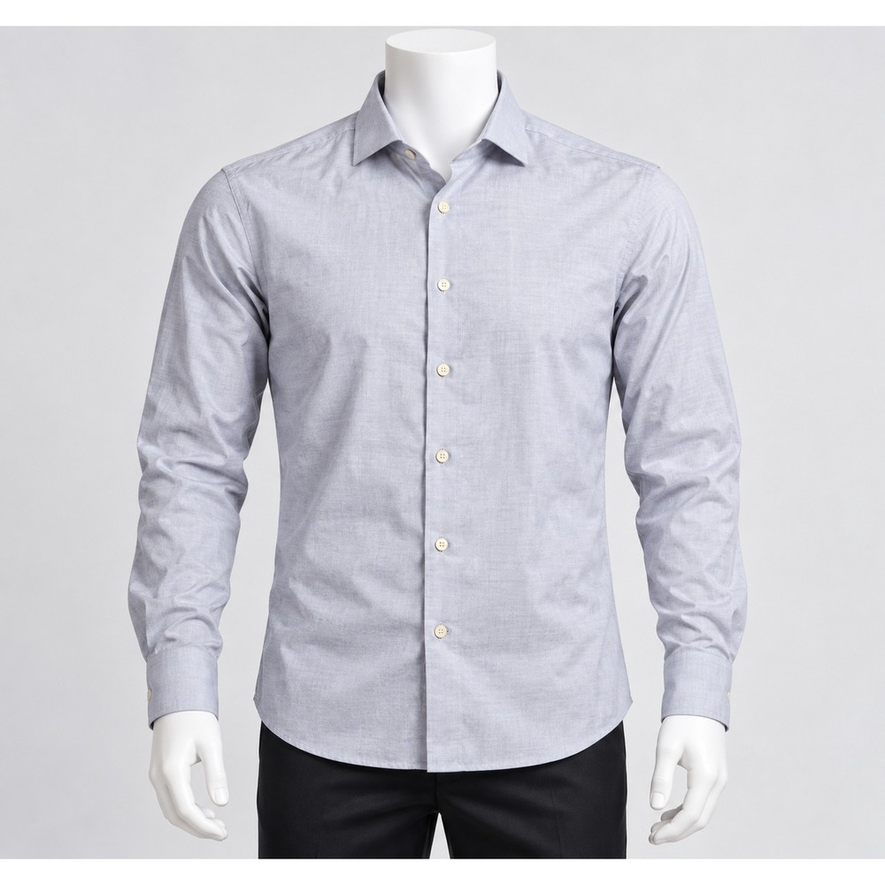 Ike Behar Dress Shirt Mens 16.5 36 Blue Long Sleeve Button Front Textured Pocket